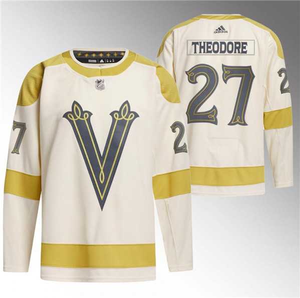 Men%27s Vegas Golden Knights #27 Shea Theodore Cream 2024 Winter Classic Breakaway Stitched Jersey Dzhi